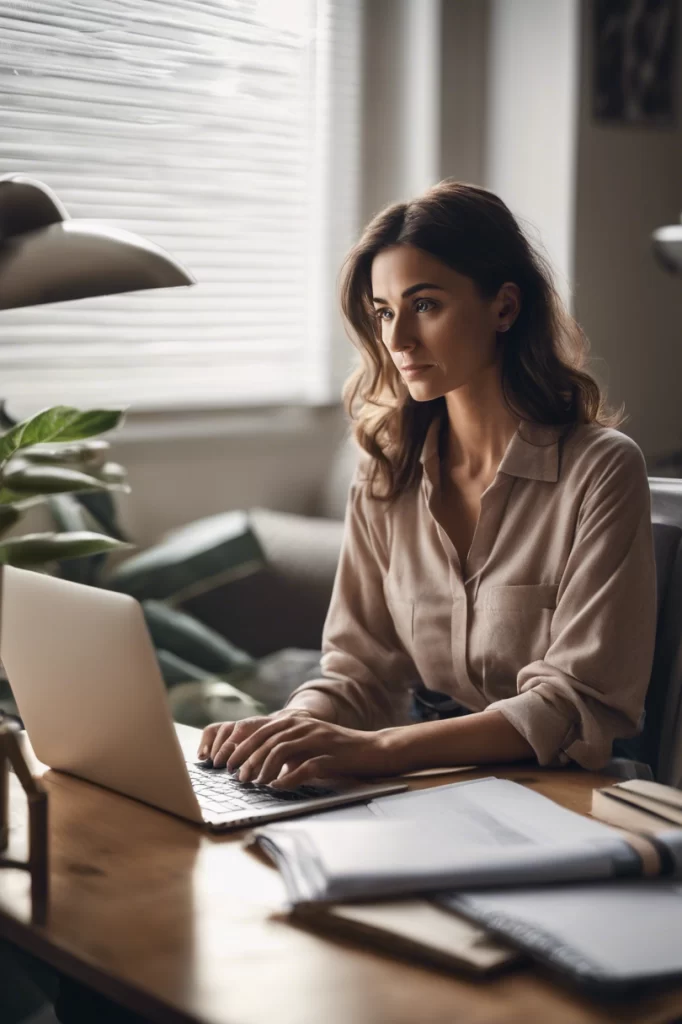 Woman working on laptop