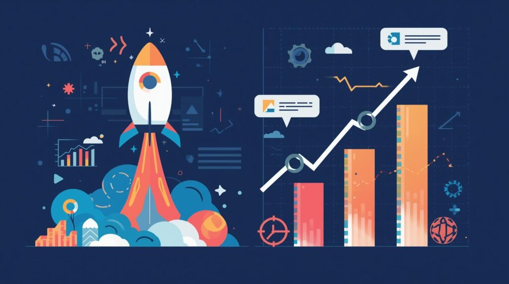 Illustration of digital marketing campaigns launched and optimized for results
