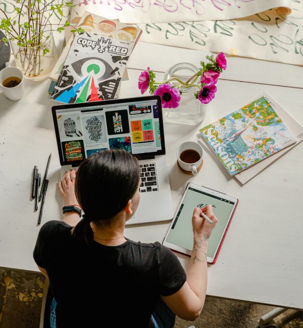 Woman working on her laptop